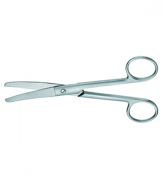 Chirurgische Schere Standard gebogen, stumpf / stumpf. 18,5 cm