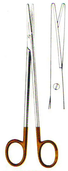Prparierschere n.Metzenbaum gerade, st./st, mit HM-Einlage, vergoldete Griffe 14,0 cm