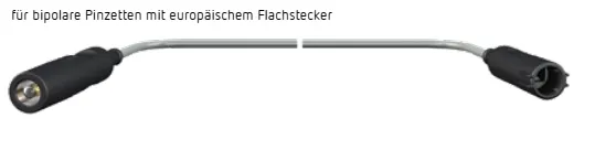 Bipolar Pinzetten HF-Anschlukabel, an ERBE ICC / ACC / VIO, Kablelnge 4,0 mtr. Flachstecker