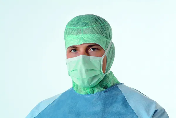 OP-Maske, Foliodress mask Comfort Perfect (50 Stück) grün, zum Binden mit Nasenbügel