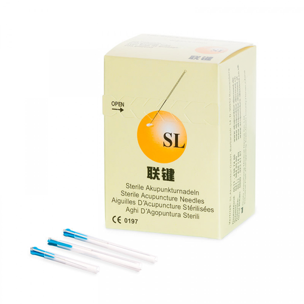 SL-Akupunkturnadeln silikonisiert mit Silbergriff mit Fhrrohr (100 Stck) 0,30 x 50 mm