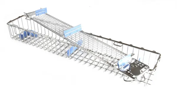 Edelstahl Endoskopie-Sterilisier-Siebkorb, mit Deckel, 460 x 80 x 55 mm, für 2 Optiken