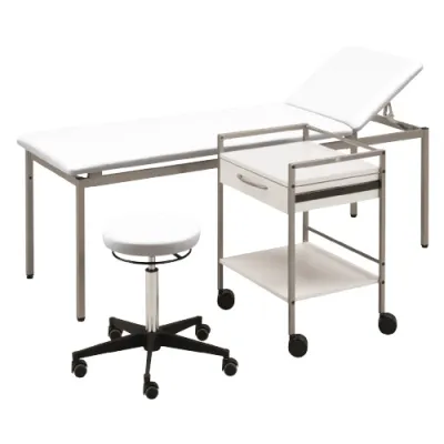Varimed Mbel-Set Untersuchungsliege / Hocker und Vielzweckwagen Wei 53 Classic