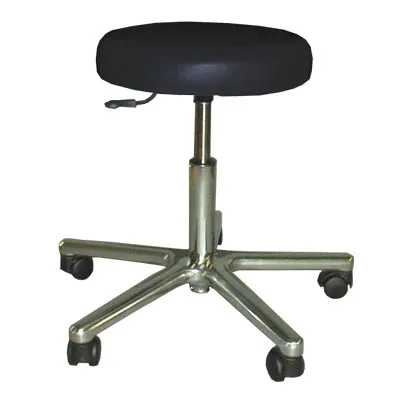 Drehhocker, Gestell Alu-Poliert, fahrbar, Lift 450 - 570 mm, Polster 7 cm, fr Hartbden blau