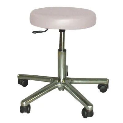 Drehhocker, Gestell Alu-Poliert, fahrbar, Lift 450 - 570 mm, Polster 7 cm, fr Hartbden lichtgrau