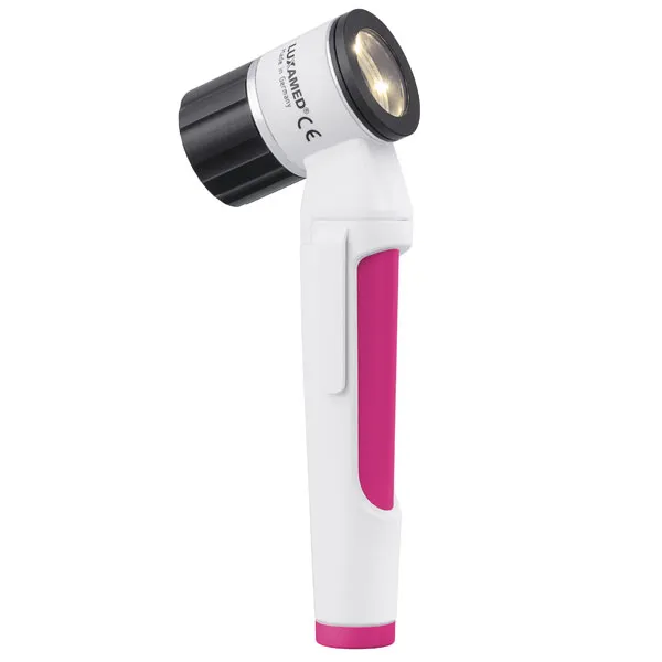 LuxaScope Dermatoskop LED 2,5 V Kontaktscheibe ohne Scala, wei/magenta