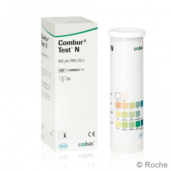 Combur 4 Test N, Urinteststreifen (50 Teststreifen) PH-Wert, Protein/Eiwei, Glucose und Nitrit