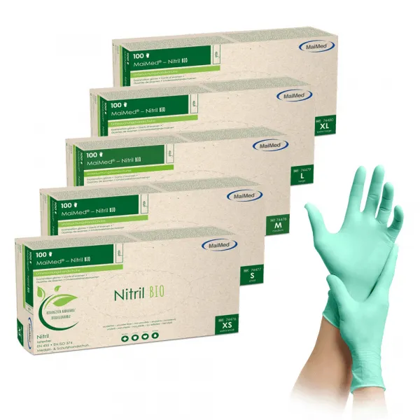 Nitril BIO-Handschuhe, puderfrei grn (100 Stck)  Gr. L