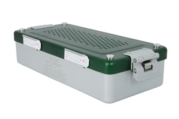 Kleinset-Mini-Sterilisiercontainer Alu 300 x 135 x 70 mm nur Deckel gelocht Grn