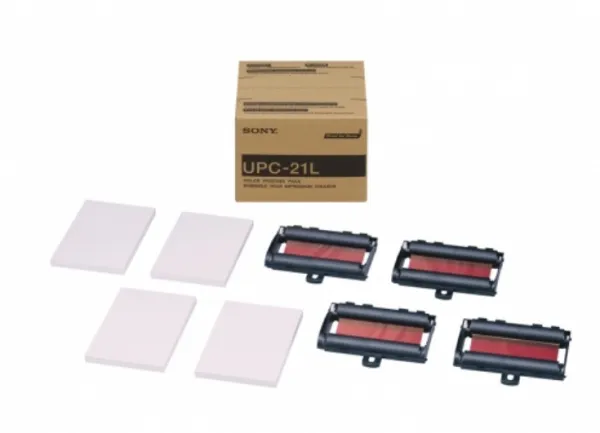 UPC-21L groes A6-Farbdruckpaket fr Sony Farb-Drucker (4 Farbbandkassetten a 200 Blatt)