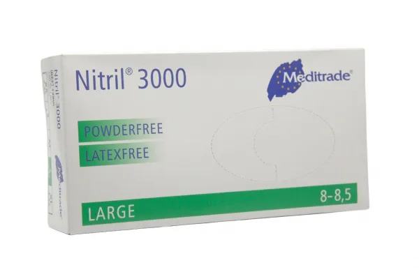 Nitril 3000 Untersuchungshandschuhe puderfrei, wei, (100 Stck)  Gr. L