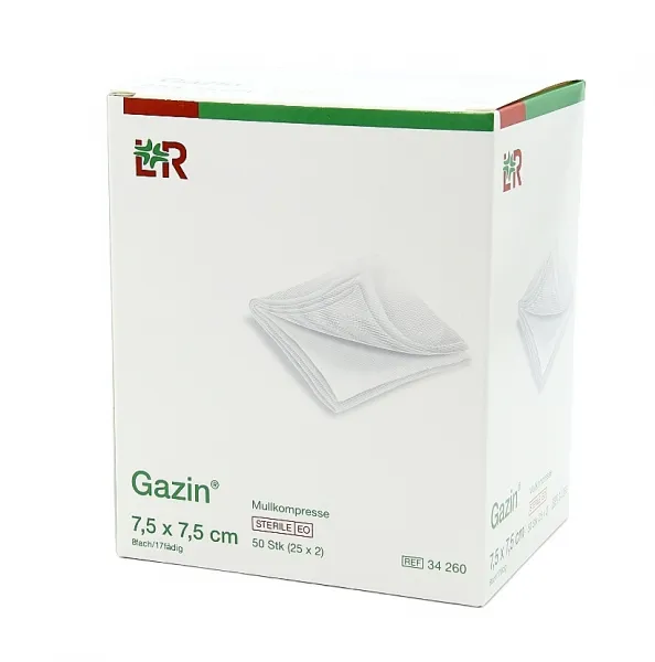 Gazin Mullkompressen 8-fach steril (25 x 2 Stck) 7,5 x 7,5 cm