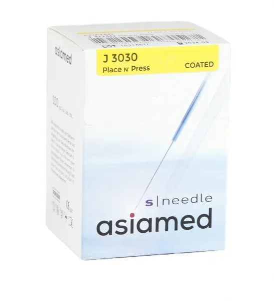 Akupunkturnadeln asiamed S|Needle J-Type, beschichtet mit KS-Griff mit Fhrrohr (100 Stck)  0,20 x 30 mm