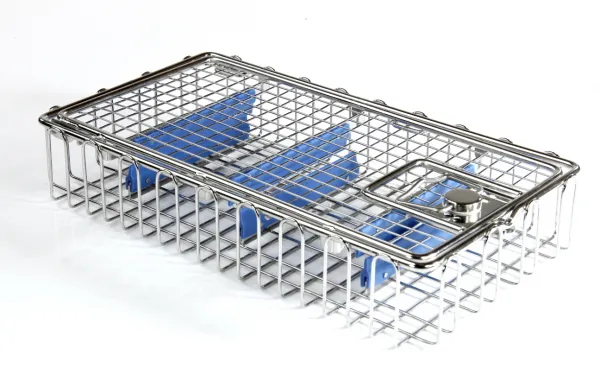 Edelstahl Endoskop Sterilisier-Siebkorb, 580 x160 x52 mm fr 2 Optiken