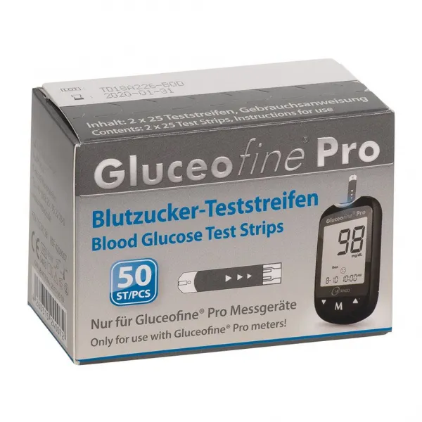 Gluceofine Pro Blutzucker-Teststreifen (2 x 25 Stck)