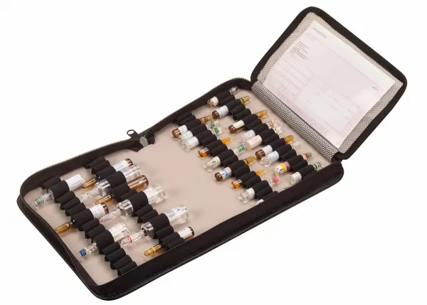 Ampullen-Etui mit Gummischlaufen, Polymousse-Bezug Schwarz