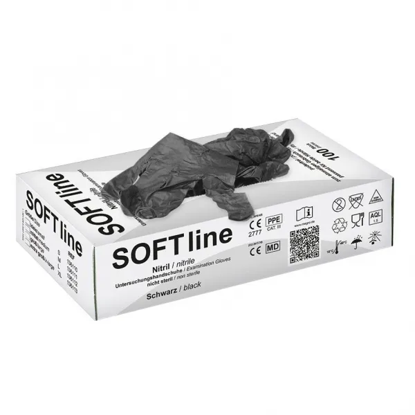SOFTline Nitril Untersuchungs-Handschuhe schwarz, unsteril puderfrei, Gr. L