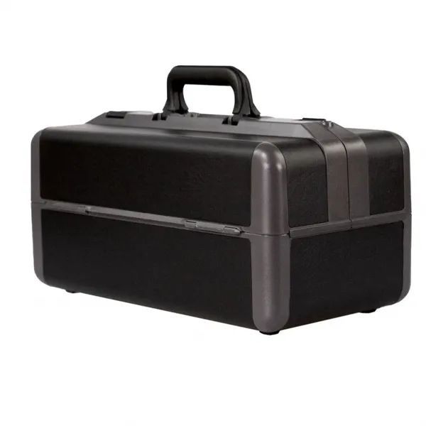 Arztkoffer Drasol IDEAL klein, 44 x B 24 x H 22 cm, Echt-Leder Besatz Schwarz