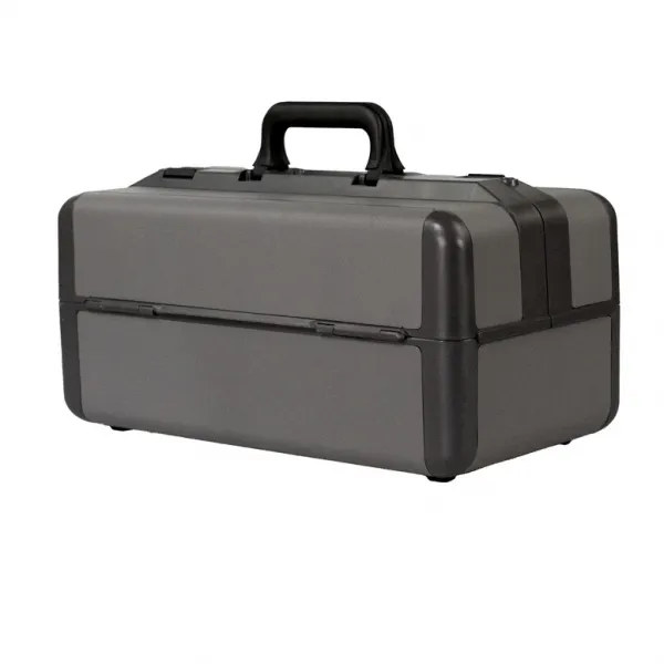 Arztkoffer Drasol IDEAL klein, 44 x B 24 x H 22 cm, Echt-Leder Besatz Grau
