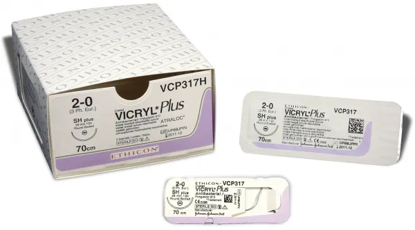 Nahtmaterial Vicryl Plus ungefrbt geflochten 4-0, mit Nadel FS1, 70 cm Fadenlnge (3Dtz.) resorbierbar