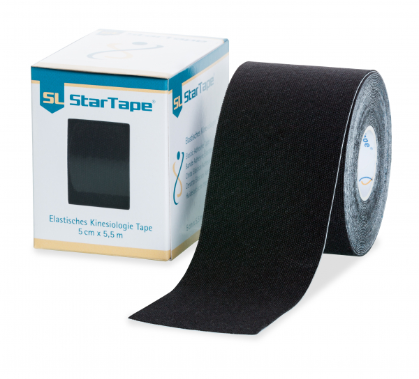 SL StarTape kinesiologie Tape, 5 cm x 5,5 mtr., Schwarz