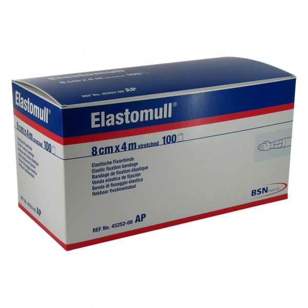 Elastomull elastische Mullbinden wei, (100 Stck) 8,0 cm x 4 mtr.