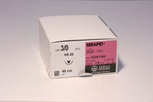 Nahtmaterial Serapid 2-0, mit Nadel HR-26, 70 cm Faden, resorbierbar (24 Stück)