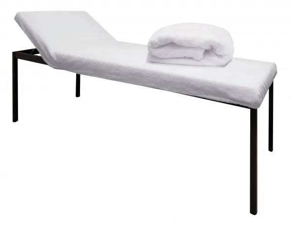 Kosmetik-Liegenbezug Frottee Teddy Plsch wei mit Gummizug  fr Liegen von bis zu 80 x 200 cm
