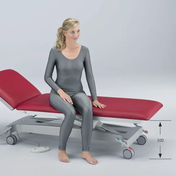 Varimed Untersuchungsliege elektrische Hhenverstellung 500 bis 920 mm, 65 cm breites Polster sandbeige 101