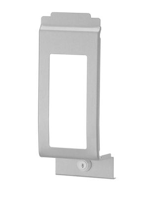 Verschlussblende für ingo-man® plus Spender aus mattsilber eloxiertem Aluminium, mit Sichtfenster, abschließbar