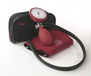 Blutdruckmesser Boso Clinicus II, 2 Schlauch mit Klettenmanschette, Rot