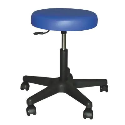 Drehhocker, KS-Gestell schwarz, fahrbar, fr Hartbden blau
