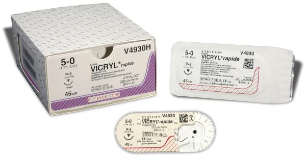 Nahtmaterial Vicryl rapide ungefrbt geflochten 4-0, mit Nadel C3, 45 cm Faden (3 Dtz.) resorbierbar
