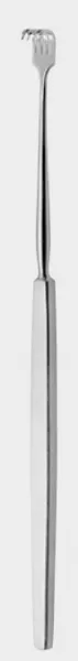 Wundhaken fein 16 cm, glatter Griff, scharf, 4-Zinkig