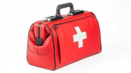 Arzttasche Rusticana Cross, 43 x 21 x  27 cm, Feinrindleder, GRN mit Kreuz 2 Vortaschen