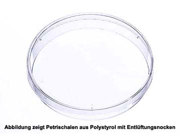 Einmal-Petrischalen Kunststoff, glasklar (20 Stck) 9,4 cm drm., ohne Nocken