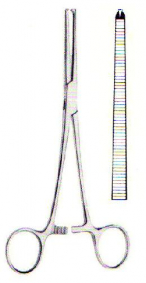 Arterienklemme nach Rochester-Ochsner (Kocher) gerade 1 : 2 Zähne, 13,0 cm