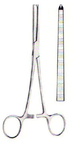 Arterienklemme nach Rochester-Ochsner (Kocher) gerade 1 : 2 Zhne, 13,0 cm