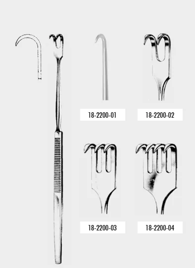 Wundhaken scharf, 16 cm, 2 Zinkig, 8 x 10 mm