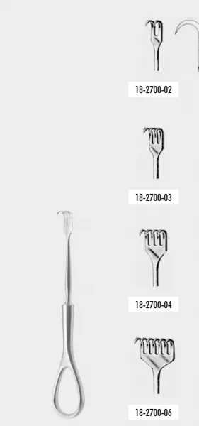 Wundhaken n. Volkmann 11,5 cm scharf 19 x 8,5 mm 6-zinkig
