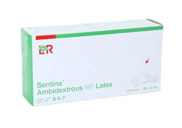 Sentina Ambidextrous Latex Handschuhe puderfrei (100 Stck) Gr. S