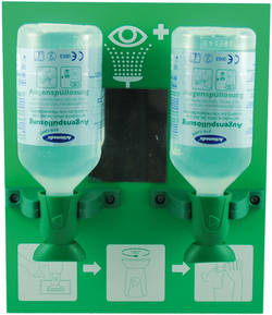 ACTIOMEDIC EYE CARE Augensplstation Double I,  2 x 500 ml,  mit Wandhalterung, DIN 15154