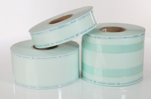 Sterilisationsfolie Papier/Folie mit Seitenfalte, Dampf  150 x 50 mm (Rolle a 100 mtr.)