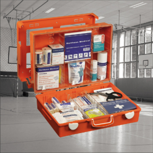 Erste-Hilfe-Koffer fr den Sport, orange, gefllt