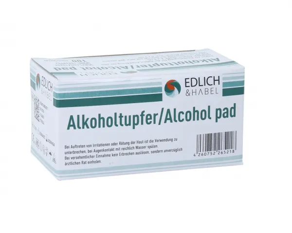 Alkoholtupfer, 3 x 3 cm, einzeln verpackt, zur Reinigung der Haut(100 Stück)