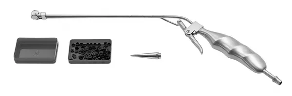 Haemorrhoidal Saugligator 8 mm, 90° gewinkelt, komplett mit 100 Gummiringen