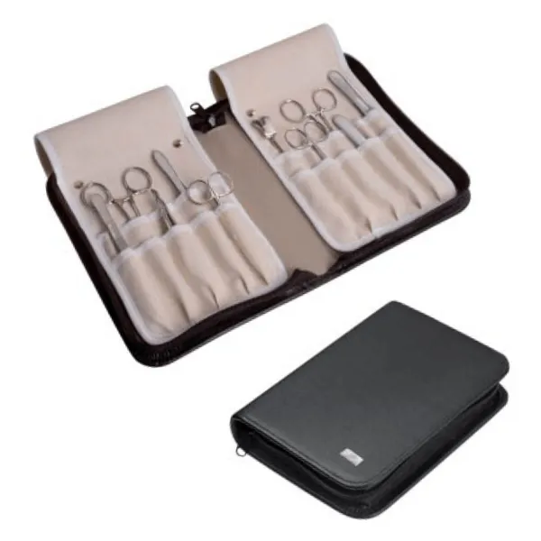 Instrumenten-Etui, echt Leder schwarz, für 12 Instrumente