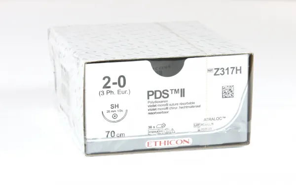 Nahtmaterial PDS II violett monofil, 6-0, V18, 70 cm Faden (3 Dtz.) resorbierbar (Z991H)