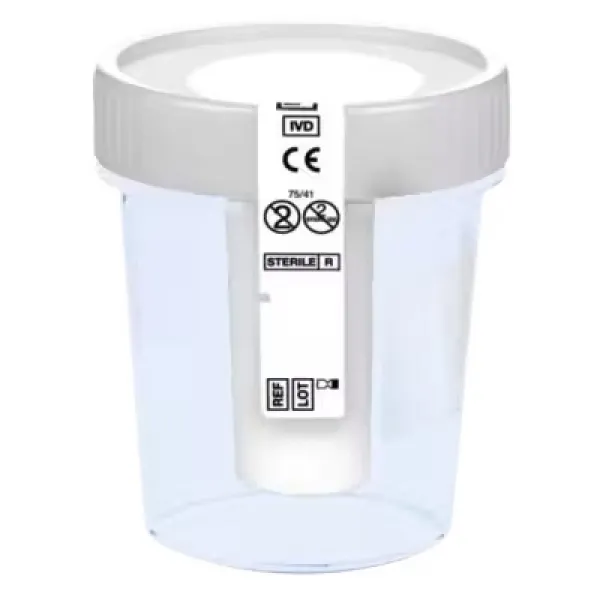 Urinbecher NFT 100 ml steril, mit montiertem Schraubdeckel (5 Stck.)