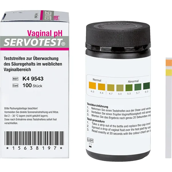 Vaginal-pH-Teststreifen Servotest, pH 4,0–7,0, 100 Stück